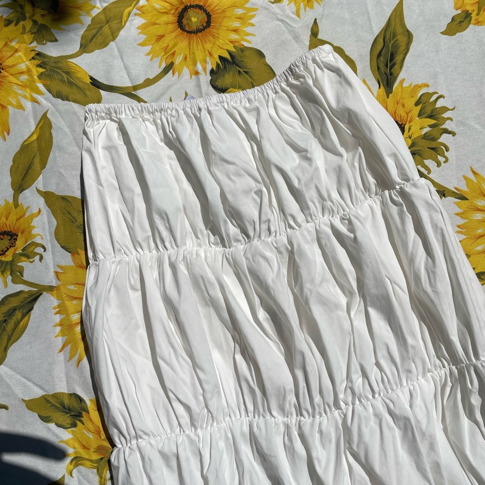 Leau Cotton White Tiered Skirt